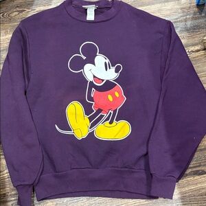 Disney Womens Purple Micky Mouse Crewneck Sweatshirt - Size Small